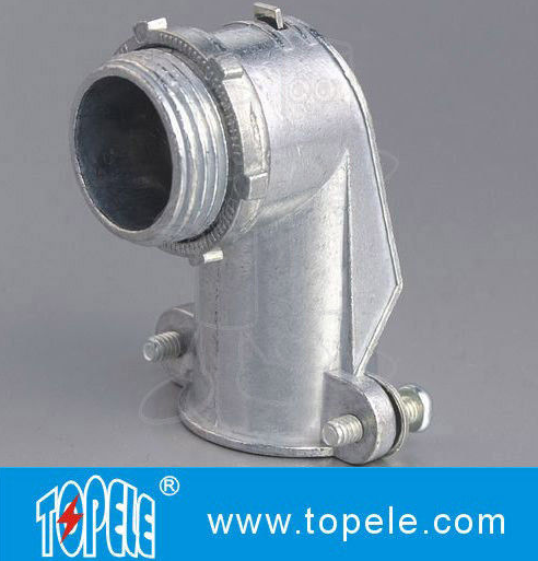 90 Degree Metal Zinc Flexible Conduit And Fittings Squeeze Angle Connectors