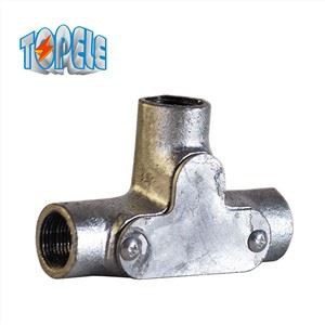Malleable BS4568 ConduitThree Way Channel Inspection Tee Junction Box